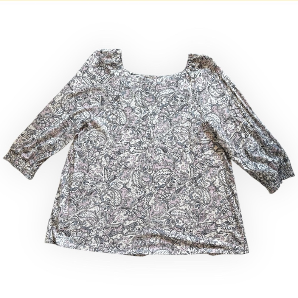 J. Jill Black, Grey, Pink Paisley Blouse - Picture 4 of 9